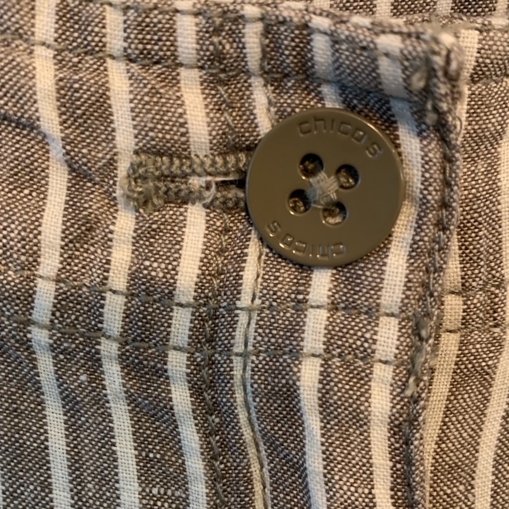 Chico's Linen Brown and White Striped Chinos - Picture 2 of 9